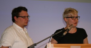 Die beiden Vorsitzenden Sebastian Kunze und Larissa Krümpfer 